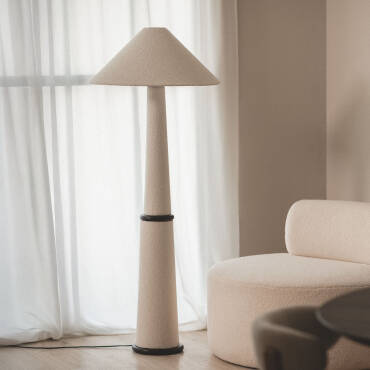 Stehlampe aus Holz und Stoff Lombe