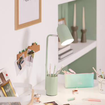 Schreibtischlampe Flexo aus Metall mit Bleistifthalter Waal
