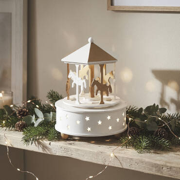 LED Weihnachtskarussell aus Holz Céleste