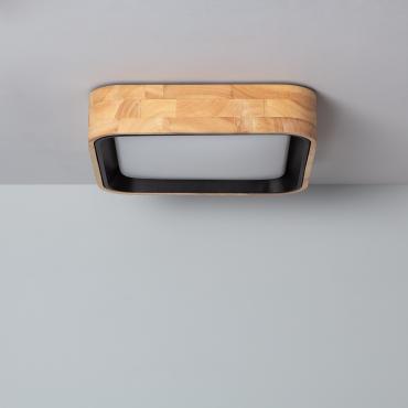 LED-Deckenleuchte 15W Eckig Holz und Aluminium 370x370 mm CCT Wählbar Dari
