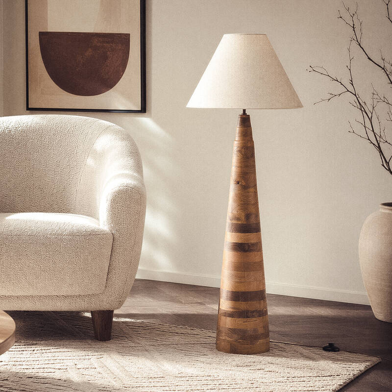 Stojací Lampa ze Dřeva Zeil Rajesh ILUZZIA