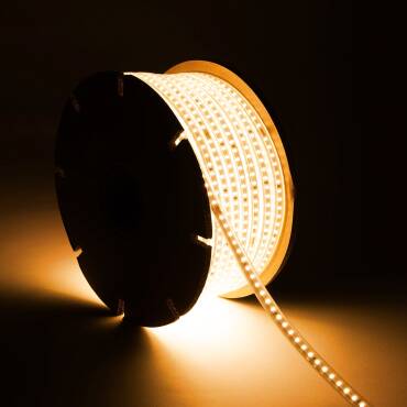 Foto des Produkts: LED-Streifenrolle Dimmbar 220V SMD 120 LED/m 50m 7.5W/m 750lm/m Breite 12mm Schnitt 20/100cm IP65