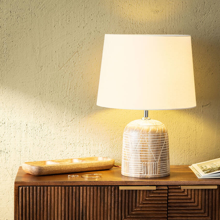 Tischlampe aus Holz Koson ILUZZIA