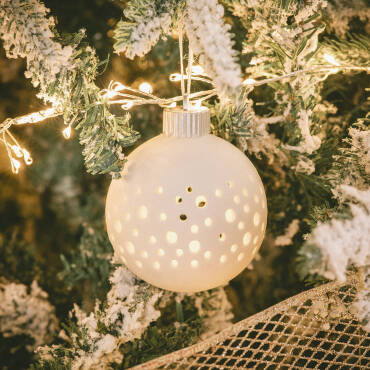 LED-Weihnachtskugel Porzellan mit Batterie Estella