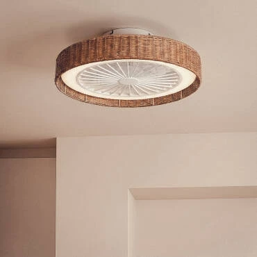 Foto des Produkts: Deckenventilator mit Licht Lautlos DC Rattan Nala