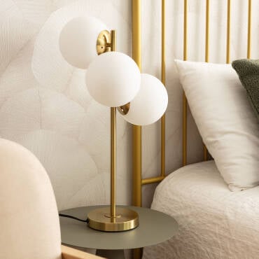 Photographie du produit : Lampe à Poser Métal et Verre Moonlight Brass 3 Spots