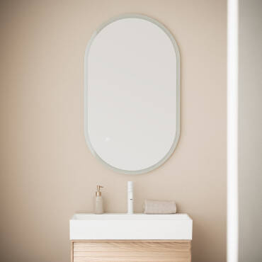 Photographie du produit : Miroir Salle de Bain avec Éclairage LED Anti-buée 100x60 cm Ona