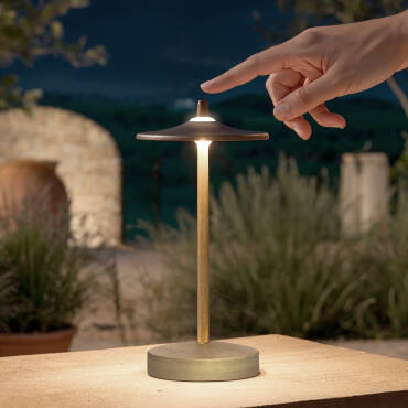 Photographie du produit : Lampe à Poser LED Portable Extérieure Métal avec Batterie Rechargeable Milevani