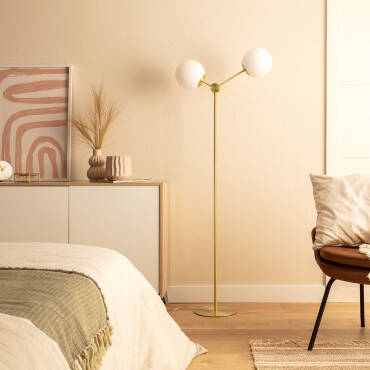 Lampadaire Métal et Verre Moonlight 2 Spots