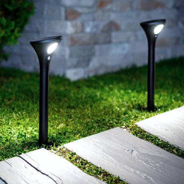 Pack 2 Balises LED Solaire Extérieure sur Piquet 60cm avec Détecteur de Présence PIR 