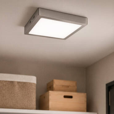 Plafonnier LED Carré Métal 18W Argenté 225x225 mm 