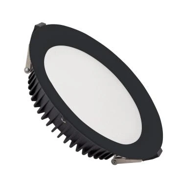 Photographie du produit : Downlight LED 24W Rond SAMSUNG Aero 130 lm/W Microprismatique LIFUD Coupe Ø 200 mm Noir