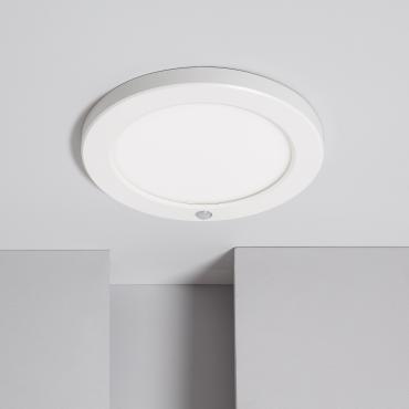 Dalle LED Ronde 18W CCT Sélectionnable Slim Surface avec Détecteur de Présence PIR Coupe Ajustable Ø75-205 mm 