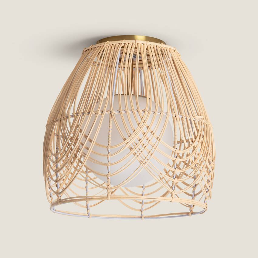 Bagrat Rattan & Glass Ceiling Lamp 
