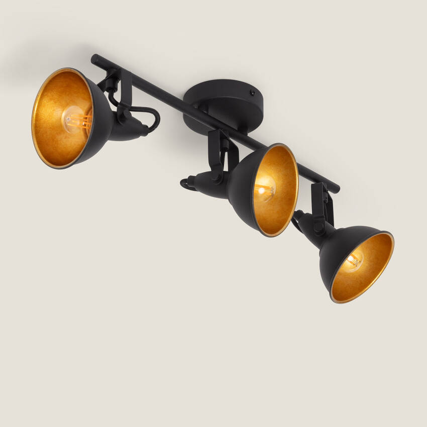 Emer Adjustable Metal 3 Spotlight Ceiling Lamp in Black 