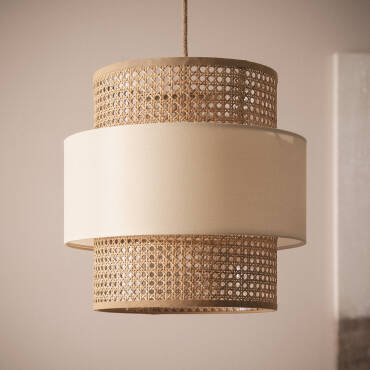 Amaia Rattan & Fabric Pendant Lamp 
