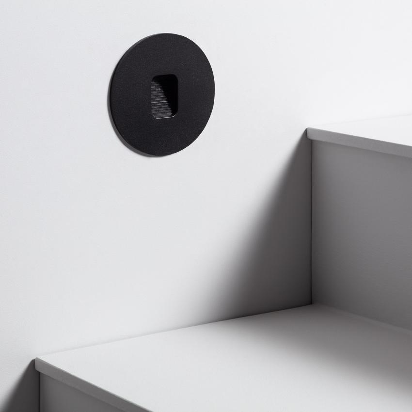 2W Olite Round Aluminium LED Wall Spotlight in Black IP65