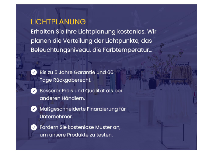 Kostenvoranschläge für Beleuchtungsstudien