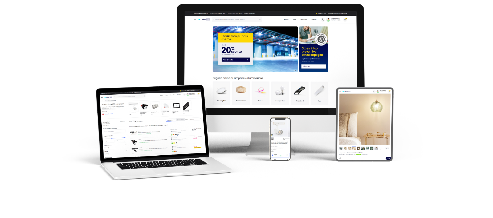 Esempio del nuovo sito web su diversi dispositivi