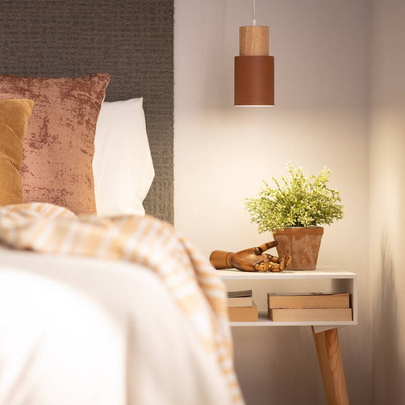 Lampada a Sospensione Metallo e Legno Kidonge