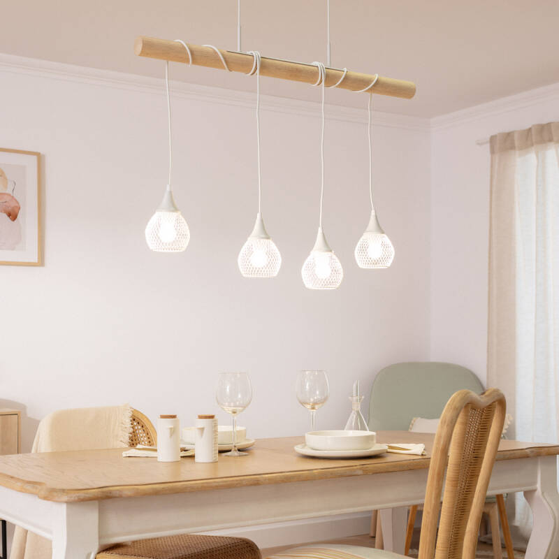 Lampada a Sospensione Legno e Metallo Monah