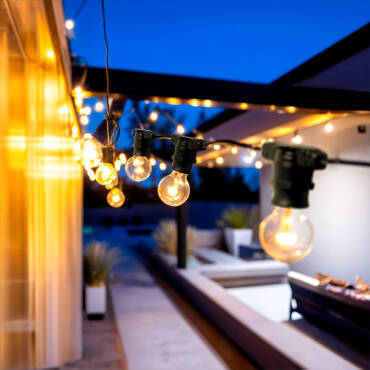 Fotografia del prodotto Kit Ghirlanda Luci per Esterni IP44 5m Nero + 5 Lampadine Filamento LED B22 2W A60
