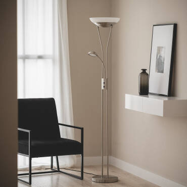 Lampada da Terra con Luce da Lettura Metallo e Vetro Ethan 