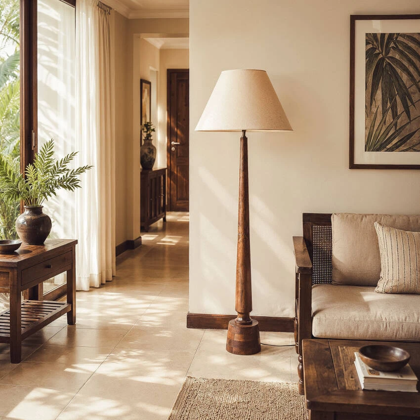 Lampada da Terra Legno Kehna ILUZZIA
