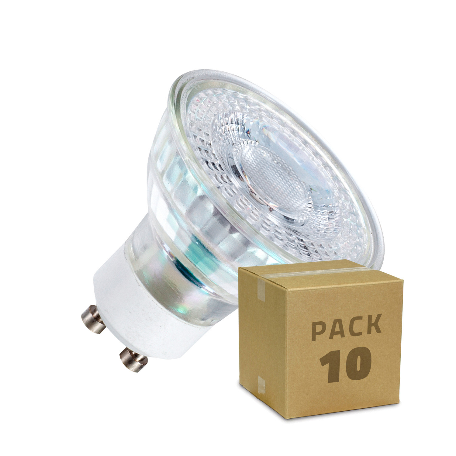Pack Lampadina LED GU10 COB Vetro 38° 5W 10 Un. Pack LED GU10 COB