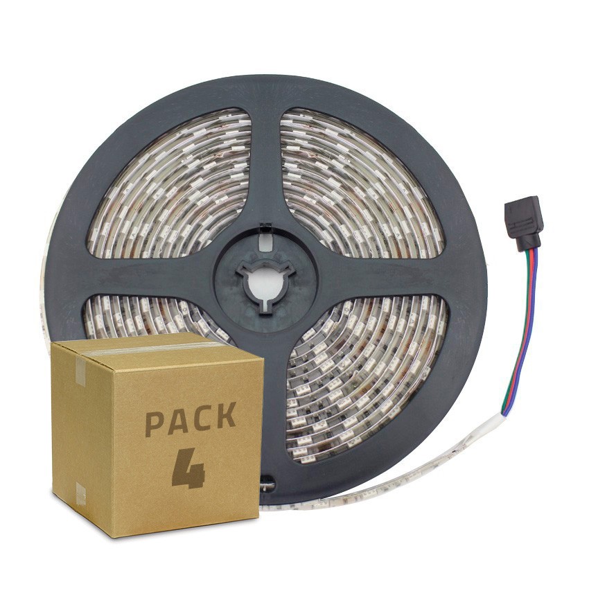 Pack Striscia LED RGB 12V DC SMD5050 5m IP65 4 Un