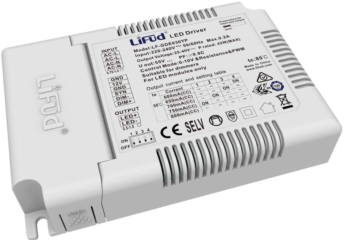 Driver LIFUD Regolabile 1-10V 220-240V No Flicker Output 27-40V