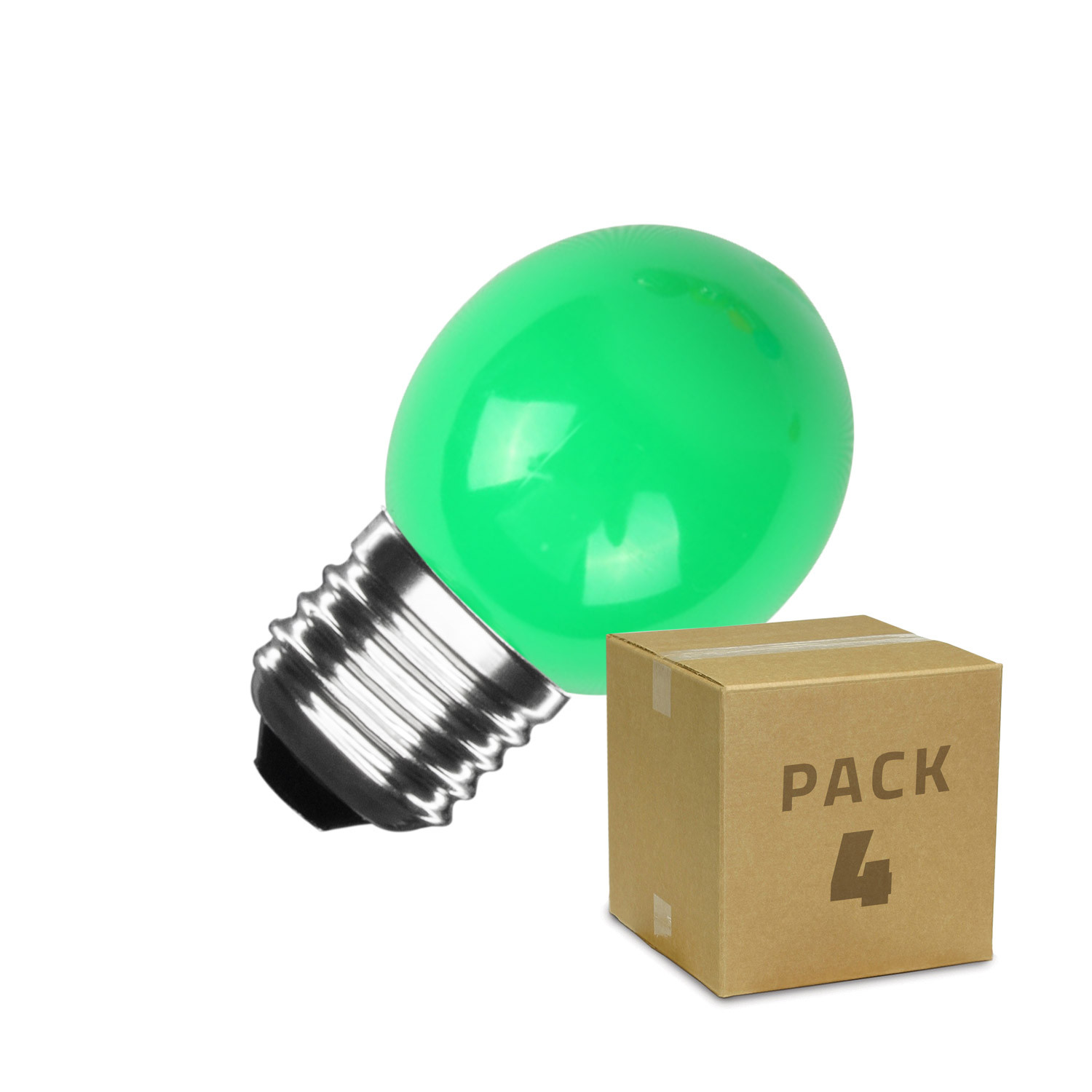 Pack 4 Lampadine LED E27 G45 3W verde