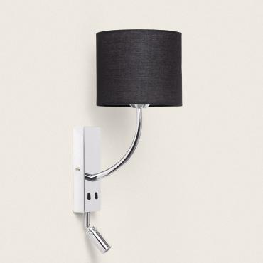 Wandlamp met Leeslicht 2.5W Metaal Zilver-Teylo Zwart