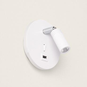Wandlamp LED 8W Metaal met USB-poort Kuranda Wit