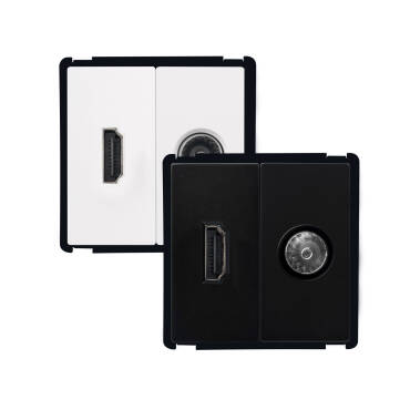 Contactdoos  TV + HDMI Modern Zwart