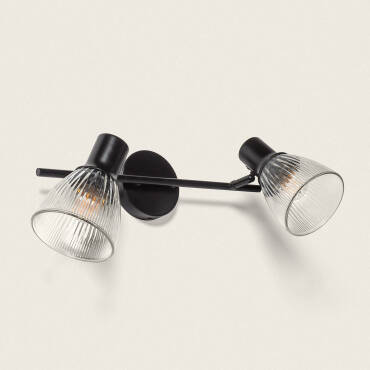 Wandlamp  Metaal en  Glas  Aron 2 Spots