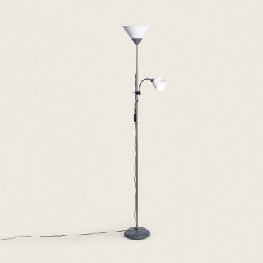 Staande Lamp Metaal met Leeslamp Ander Grijs