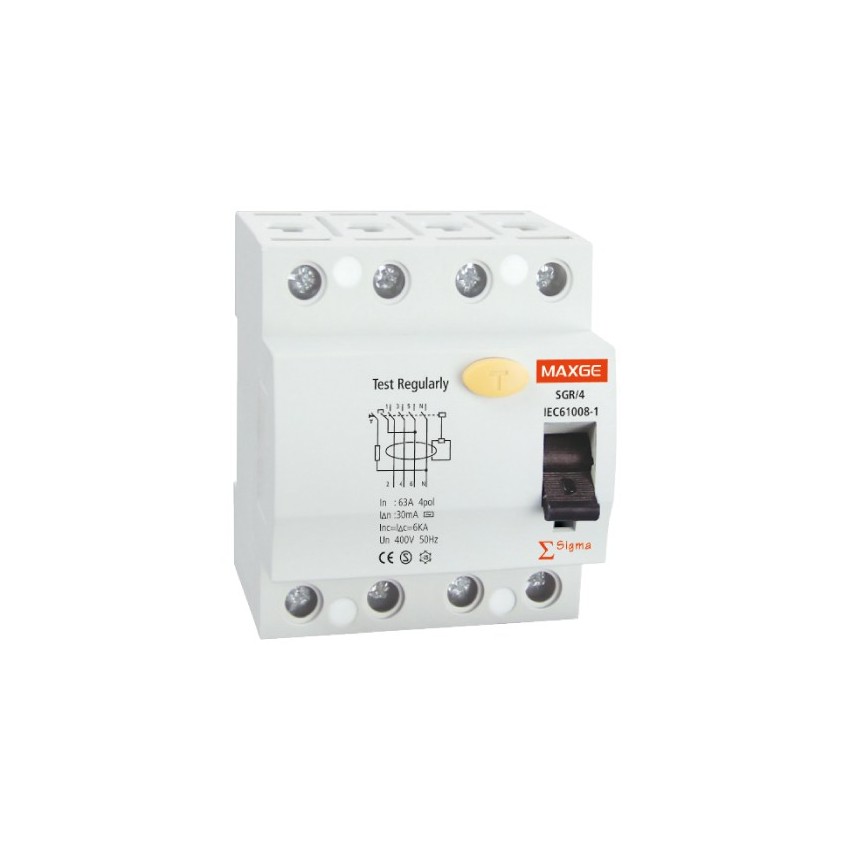 Installatieautomaat Residentieel Super Geïsoleerd 4P 30mA 25-63A 10kA Klasse A MAXGE  