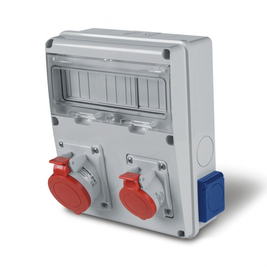 Enerbox SCAME IP44 32A + 2 F-type stopcontacten 