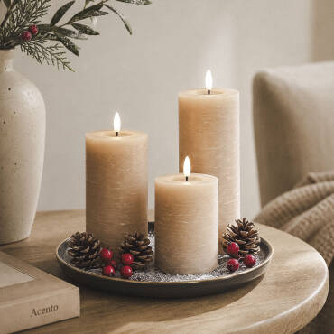 Set van 3 Ronde LED-kaarsen Amara