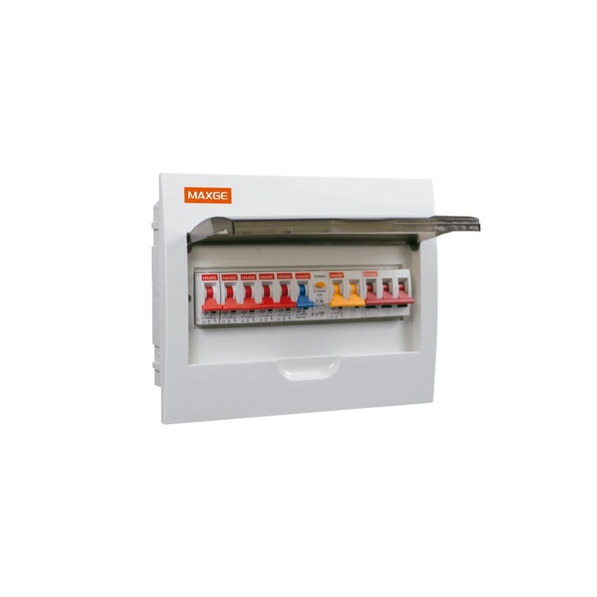 Set van stoppenkastbehuizing IP30 voor 12 DIN modules + 5 automatische stroomonderbrekers + 1 differentiële stroomon