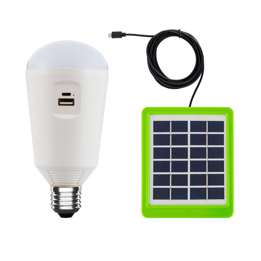 behandeling afvoer Mogelijk LED Lamp E27 7W 560lm draagbaar met Solar Charger - Ledkia