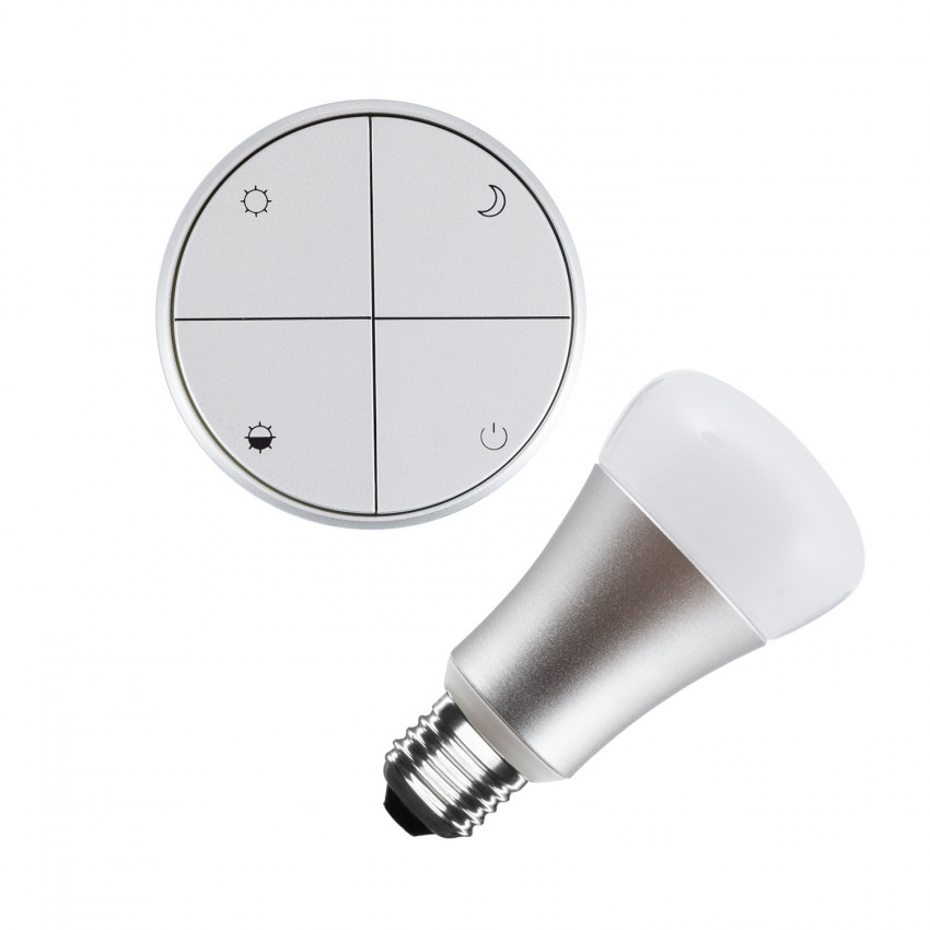 Set van Draadloze en Dimbare schakelaar (zilver) + 8W LED lamp