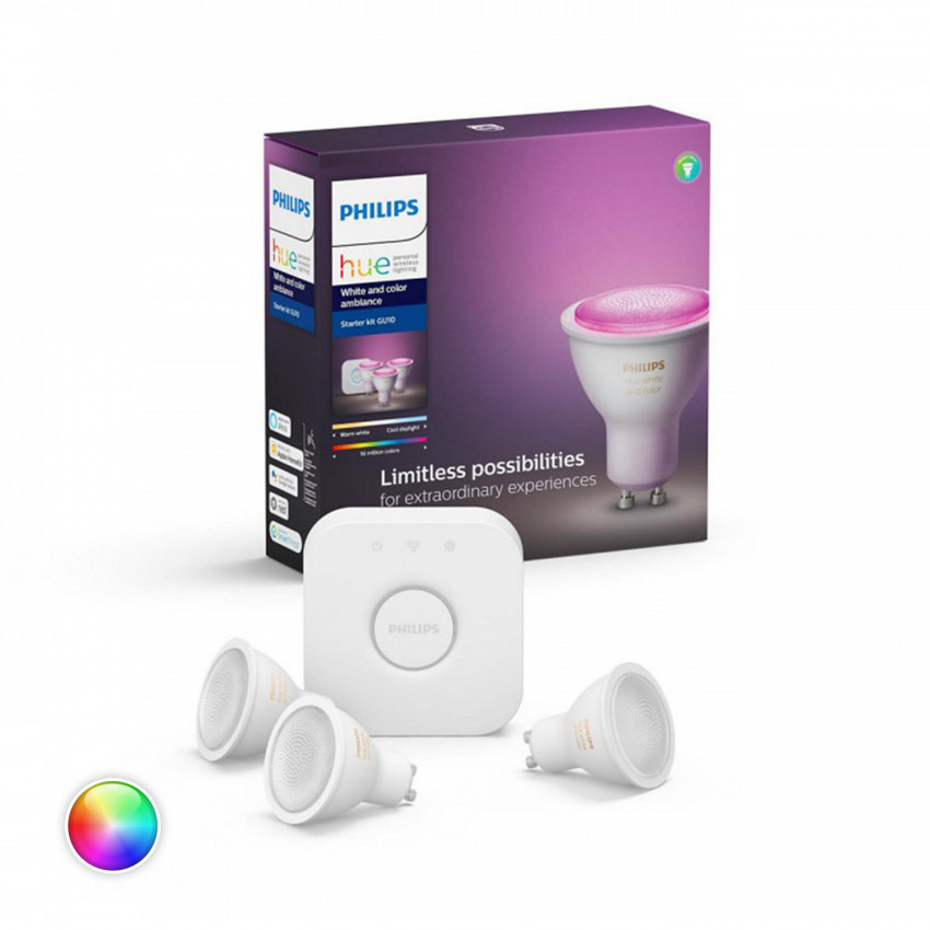 Starters Kit Slimme LED Lamp GU10 3x4.3W 350 lm PHILIPS Hue White Color