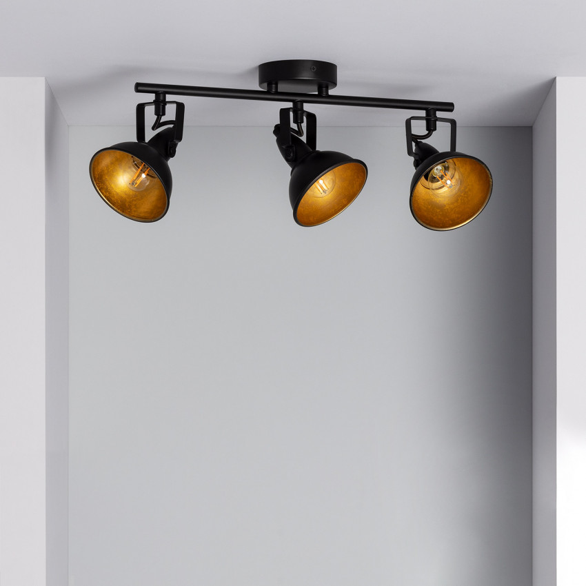 Plafondlamp Verstelbaar Aluminium  met  3Spots Emer Zwart