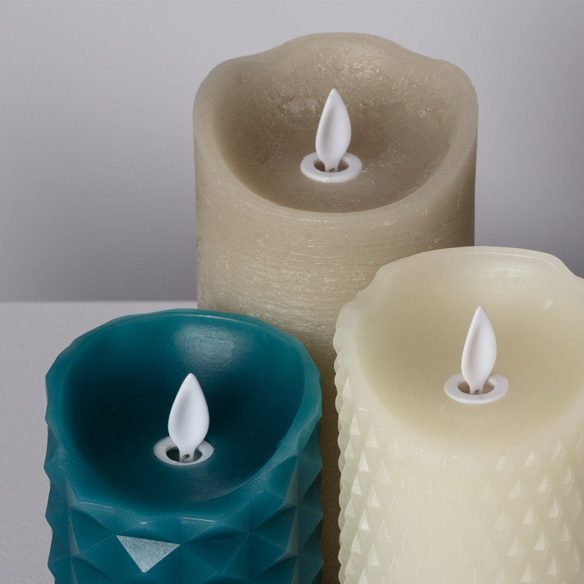 Pack de 3 Velas LED Cera Natural Gold con Control Remoto
