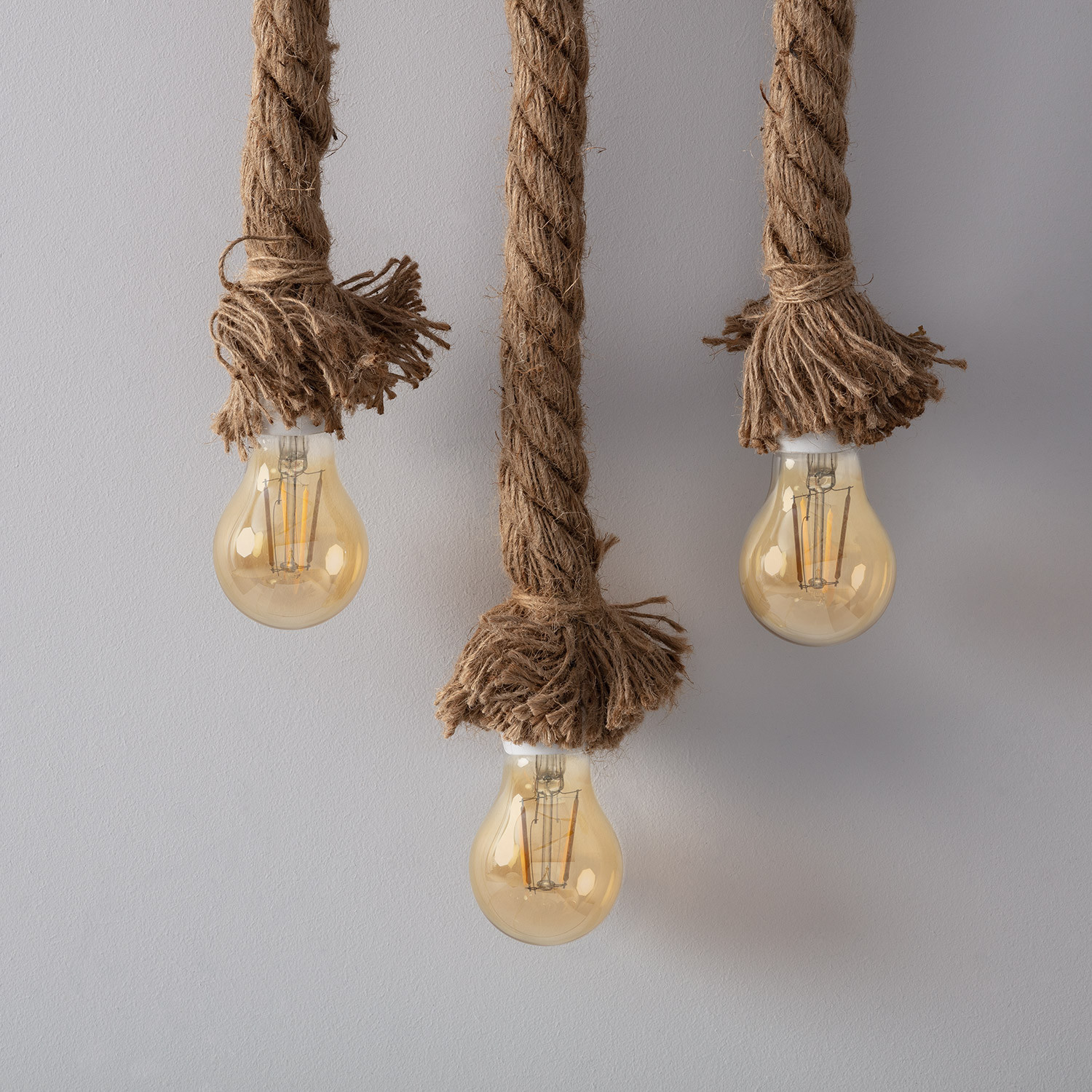 Opheldering Leesbaarheid titel Hanglamp Touw en Hout Kamba LED 3 Lampen - Ledkia