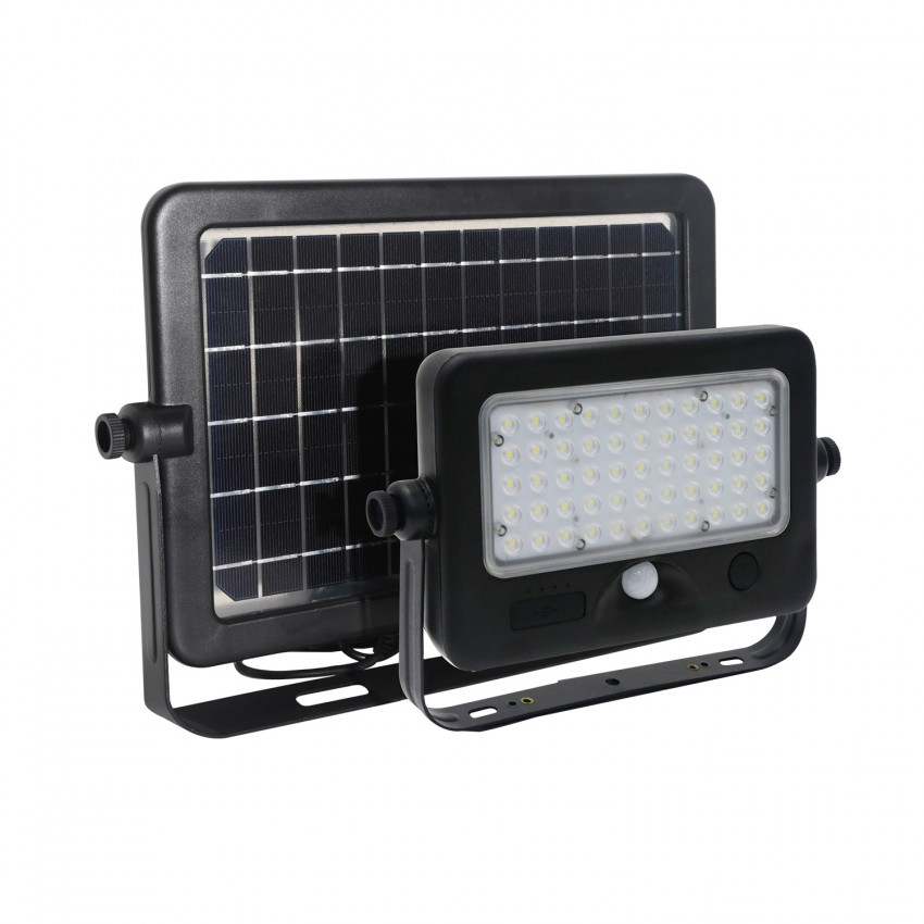 Schijnwerper LED  10W Solar met PIR Bewegingssensor en Schemering Paneel Los