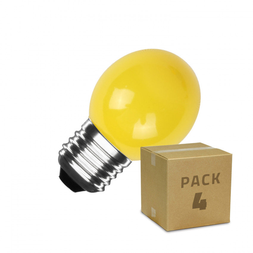 Pack 4 st LED Lampen E27 3W 300 lm G45 Geel 