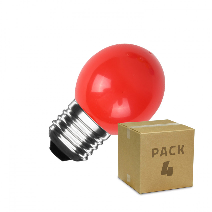 Pack 4st LED Lampen E27 3W 300 lm G45 Rood 